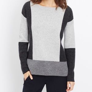 Vince colorblock pattern sweater Bateau neckline
